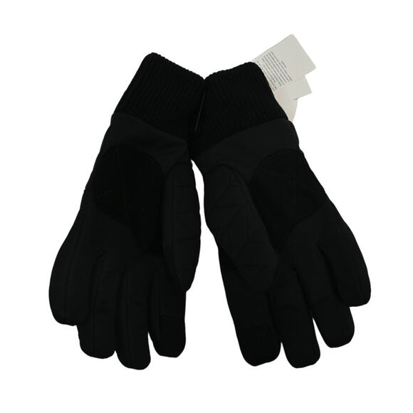 UGG Leather with Fabric Quilted Knit Gloves Size Small Medium in Black NEW - Picture 3 of 8